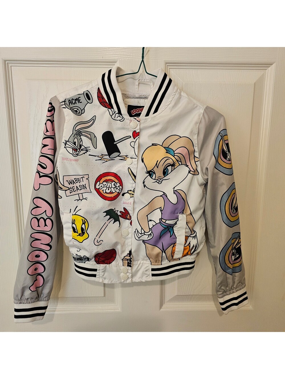 Members Only Looney Tunes Girls Bomber Jacket Lola Bunny Windbreaker size 7/8